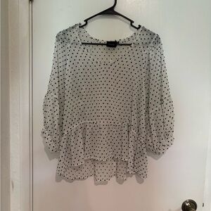 Polka Dot Blouse - White and Black